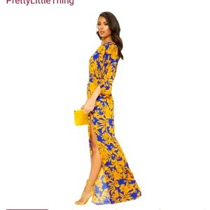 Cobalt and Yellow/ Gold Maxi Dress